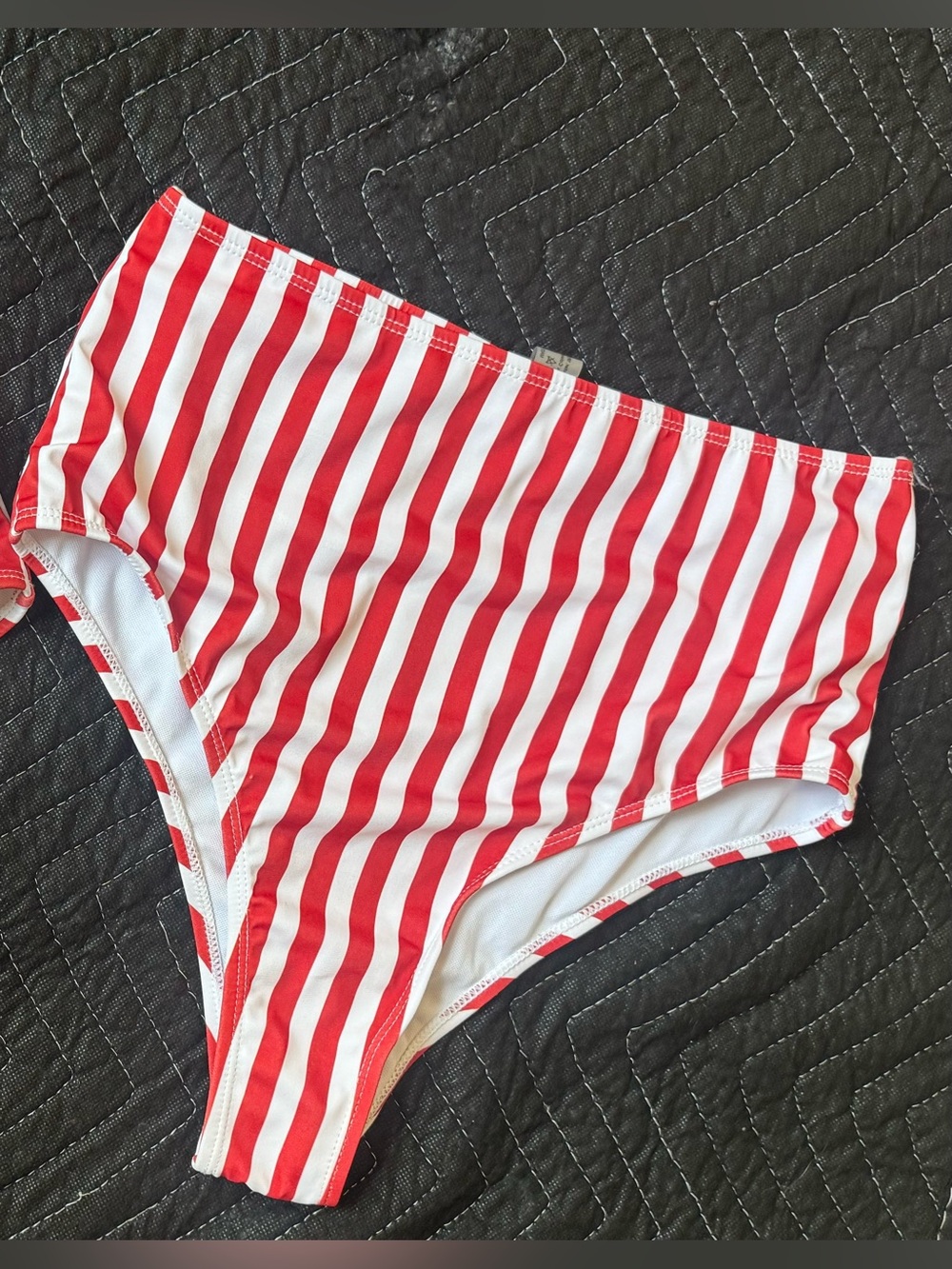 Striped Red & White Bikini Bottoms